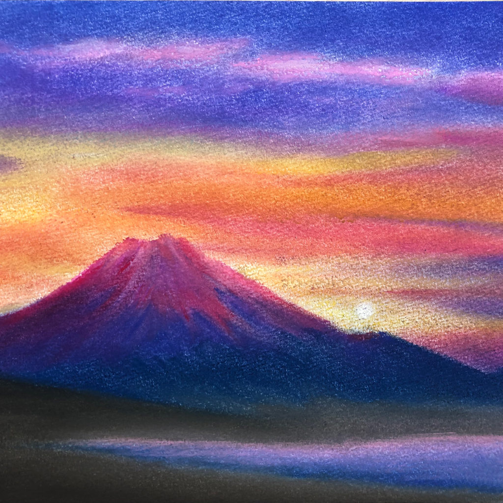 月夜富士山　絵画　縁起画